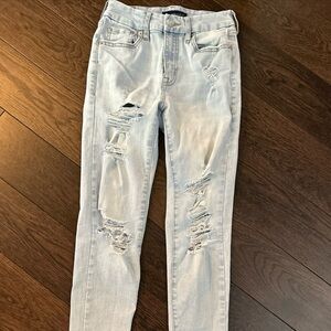 Aeropostale Light Wash Distressed Skinny Jeans Midrise Sz 0